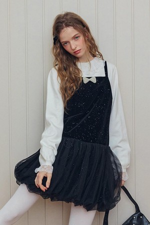 Sequined sleeveless balloon dress