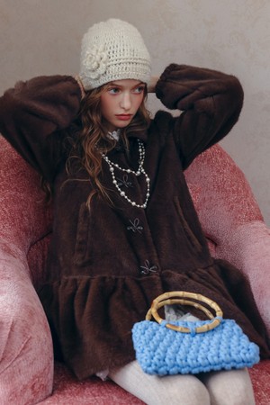 Faux fur frill half coat