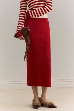 Red and white striped skirt