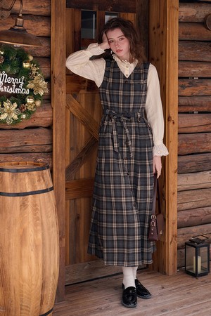 Brushed gingham dress