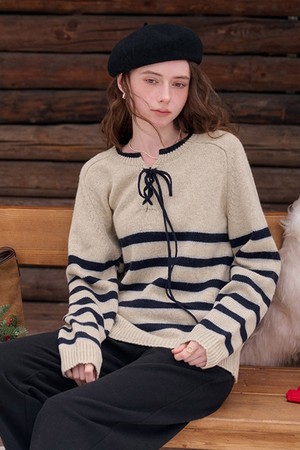 Striped pullover knit_2color