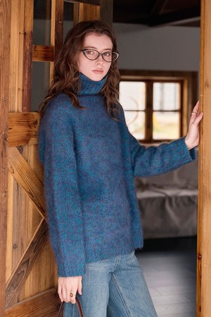 Floral turtleneck sweater_2color