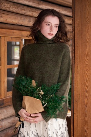 Floral turtleneck sweater_2color