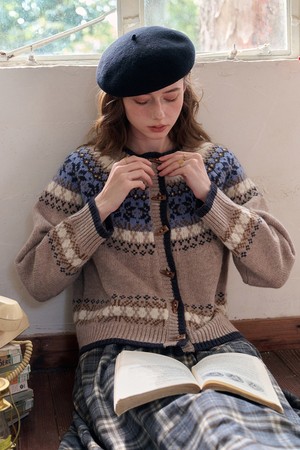 Nordic fair isle knit cardigan