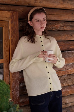 Full turtleneck knit cardigan_3color