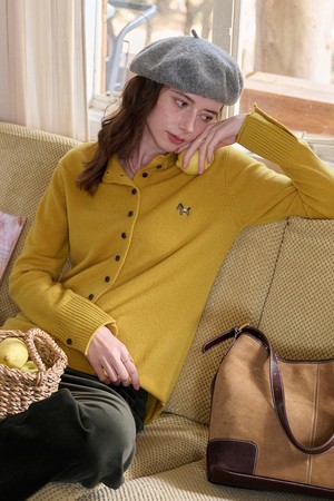 Full turtleneck knit cardigan_3color