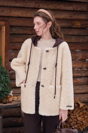 Hat fur integrated jacket_2color