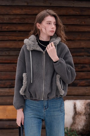 Integrated hooded short jacket_2color