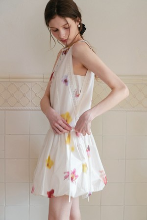 Smudge halter neck balloon dress