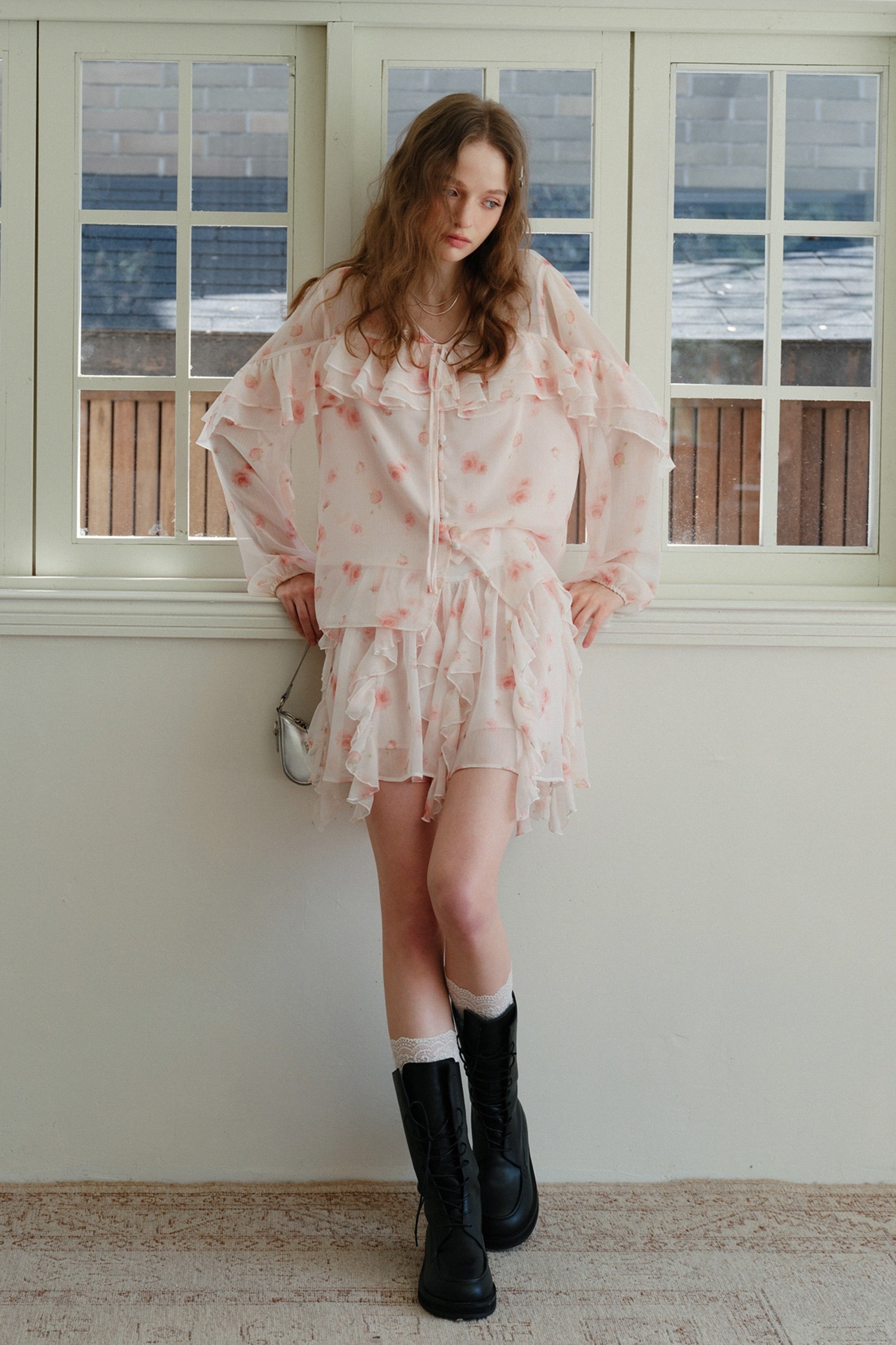 Flower frill chiffon skirt_Cest Moidew - 코오롱몰