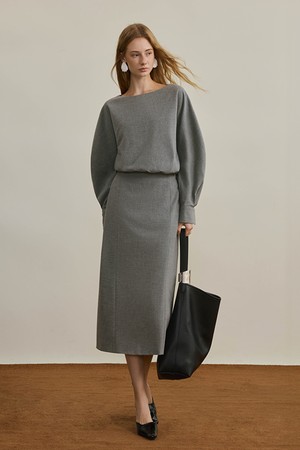 Gray boat neck dress