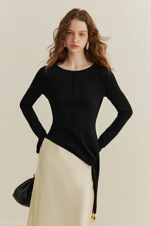 Beaded lace-up top_2color