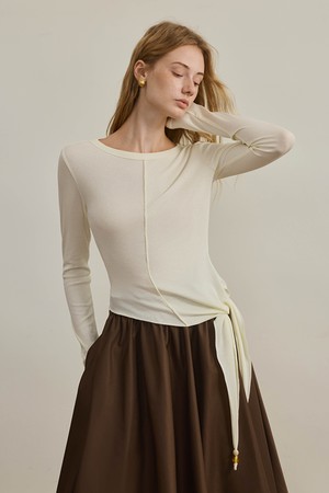 Beaded lace-up top_2color