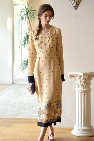 Print french polka dot dress