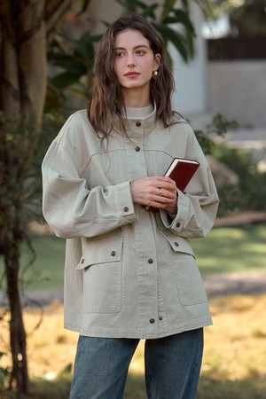 Twill vintage stand jacket_2color