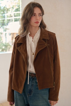 Collar short suede jacket