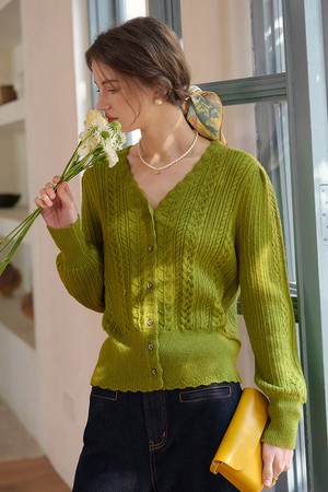 Puff sleeve knit cardigan