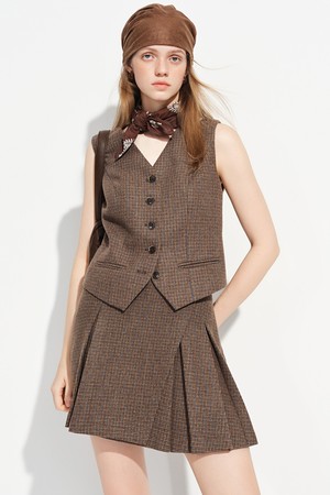 Vintage plaid button vest