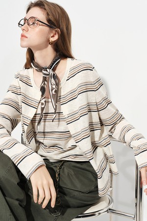 Stripe camisole and cardigan set