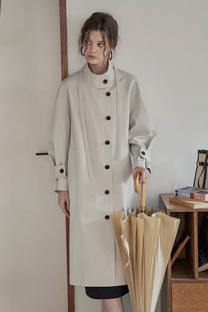 String stand collar trench coat