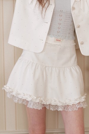 Diamond ruffle layered skirt