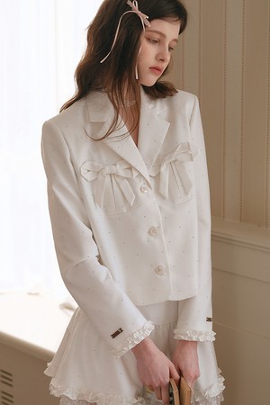 Diamond ruffle short jacket