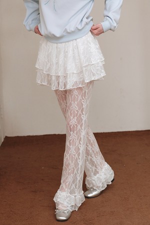 Cest_Layered lace skirt pants