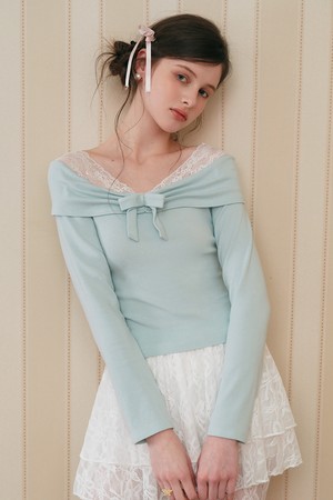 Cest_Bow lace off-shoulder blouse