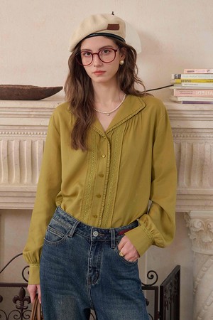 SR_Lapel long-sleeved blouse