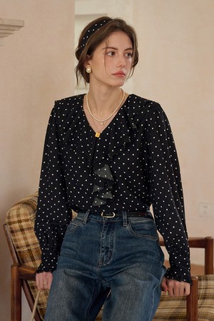 SR_Ruffle polka dot blouse_2color