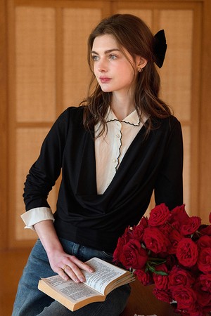 SR_Fake two swing collar blouse_2color