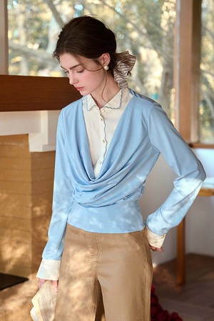 SR_Fake two swing collar blouse_2color