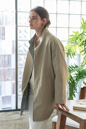 Check cuff windbreaker jacket_2color