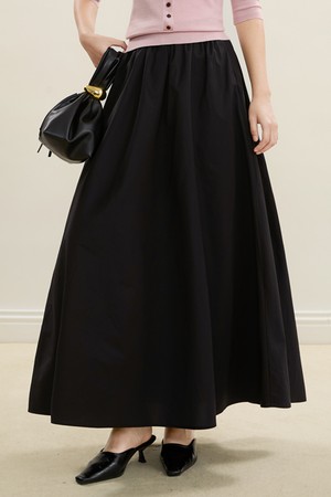 Elastic waist a-line skirt_3color