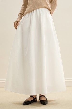 Elastic waist a-line skirt_3color