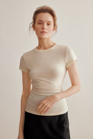 Short sleeve crew neck top_4color