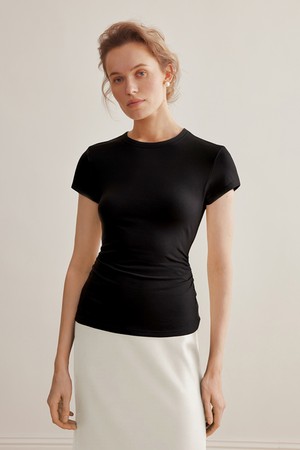 Short sleeve crew neck top_4color