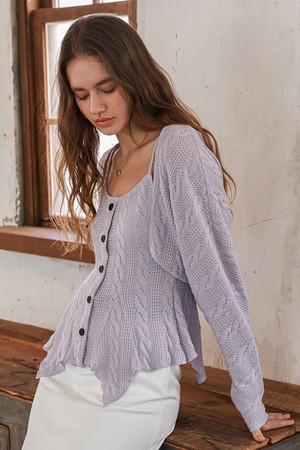 Rib knit cardigan and inner top set_3color