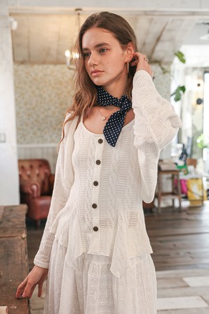 Rib knit cardigan and inner top set_3color