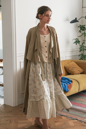 Calm layered tie robe coat_2color