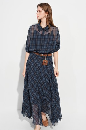 Plaid shirt dress_2color