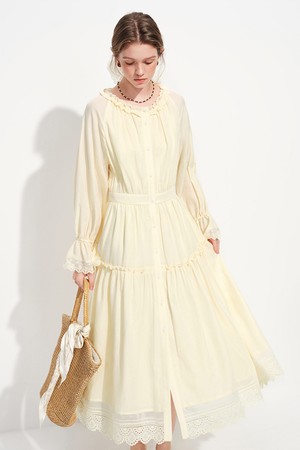 Romantic ruffle button dress_2color