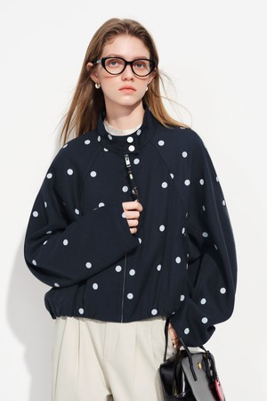 Dot loose stand collar blouson