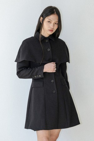 Cape collar dress_BLACK