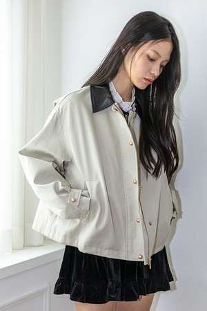 Collar cropped jacket_LIGHT BEIGE