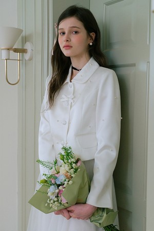 White pearl cropped jacket