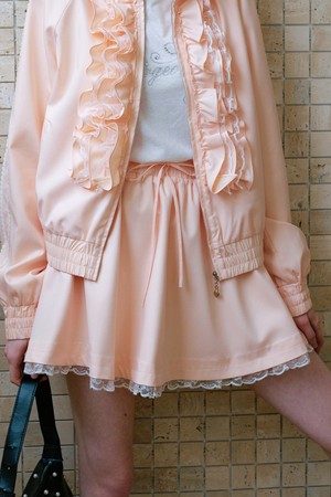 Coral lace banding skirt