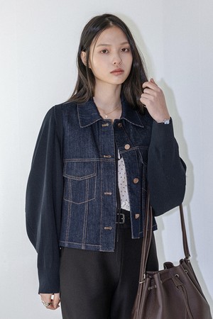Mixed denim jacket_DARK BLUE