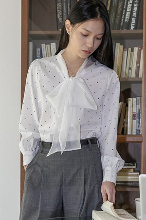 Ribbon chiffon blouse_WHITE