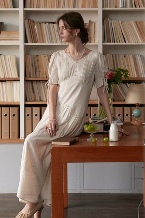 V-neck polka dot dress